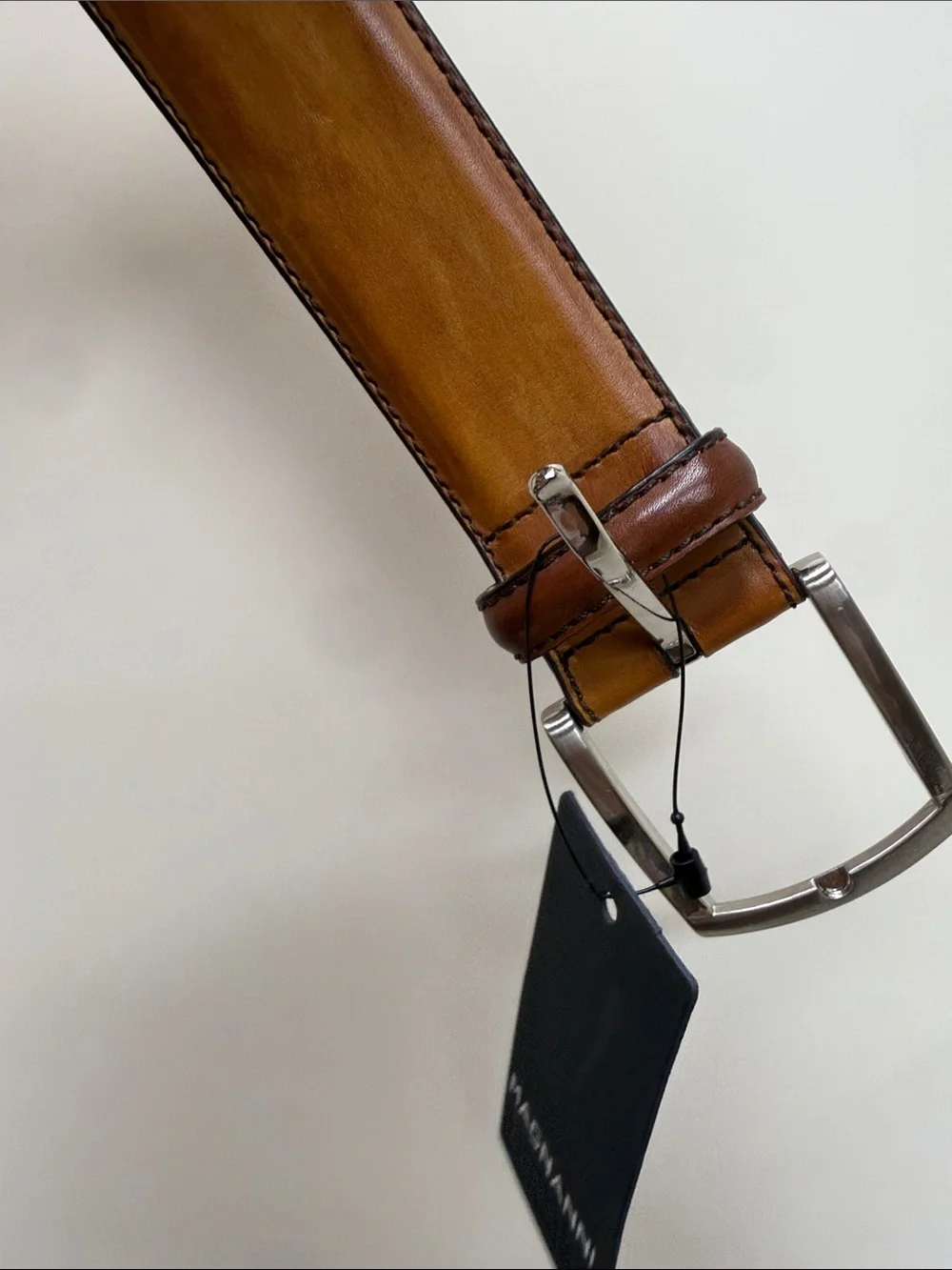 Magnanni  Tan Leather Belt with Gold Buckle